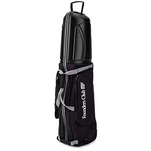 Founders Club Golf Travel Cover Luggage for Golf Clubs with ABS Hard Shell Top Travel Bag (Black)